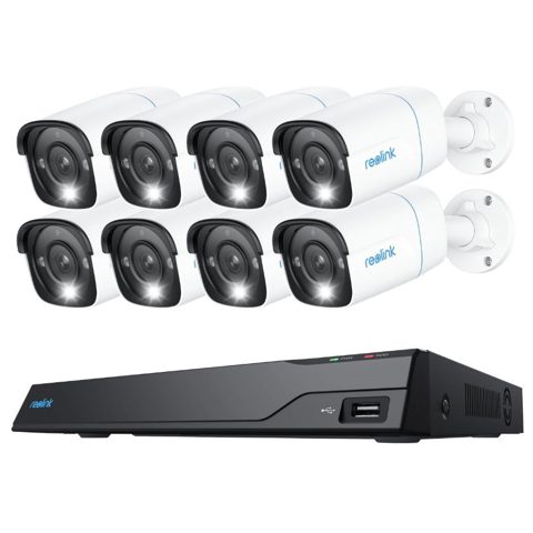Sistem supraveghere exterior IP Reolink NVS16-8MB8, 8 camere, 4K, 2.8 mm, IR/lumina alba 30 m, spotlight, PoE, detectie persoane, 4TB HDD