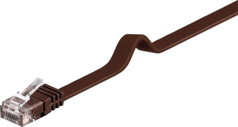 Cablu de retea RJ45 UTP cat 6 3m cupru Flat Maro inchis, Goobay 95896