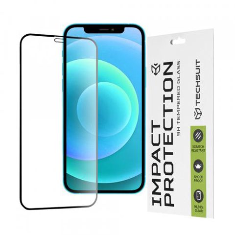 Folie de protectie Ecran Techsuit pentru Apple iPhone 12 / 12 Pro, Sticla Securizata, Full Glue, 111D (Transparent/Negru)