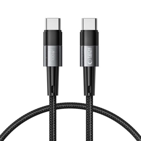 Cablu Date si Incarcare USB-C - USB-C Tech-Protect Ultraboost, 100W, 0.25m, Gri