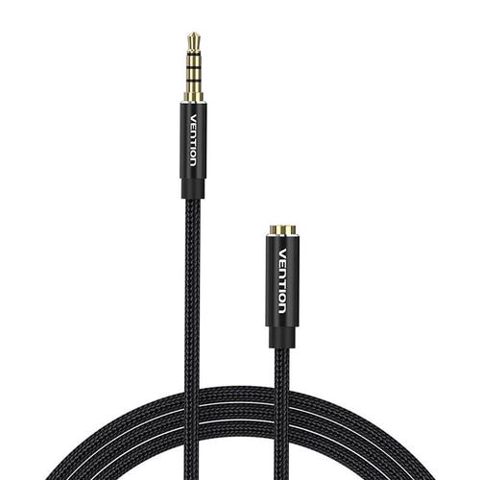 Cablu prelungitor audio Vention BHCBH, TRRS 3,5 mm tata la 3,5 mm mama 2 m (Negru)