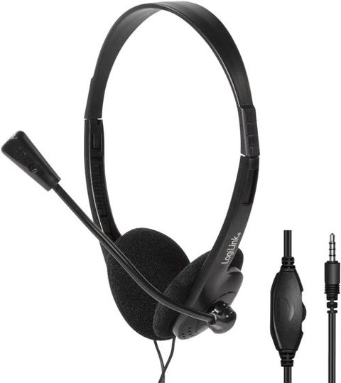Casti Stereo LogiLink HS0055, Jack 3.5mm, Microfon (Negru)