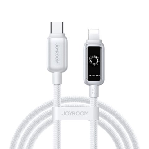 Cablu Date/Incarcare Joyroom S-A55 StarFlight Display, USB-C - Lightning, 30W, 1.2m (Alb)