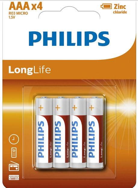 Baterii Philips LongLife R03L4B/10, AAA, 4 buc