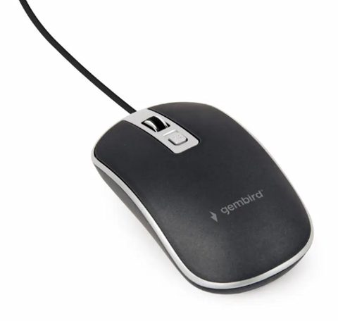 Mouse Gembird MUS-4B-06-BS, Wired, USB (Negru/Argintiu)