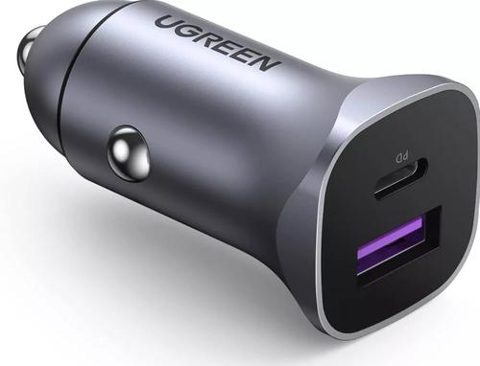Incarcator Auto UGREEN CD130, 30W, 3A, 1 x USB-A - 1 x USB-C, Gri
