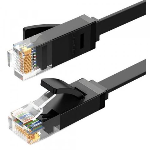 Cablu Retea UGREEN NW102 Flat, UTP, Cat6, 0.5m (Negru)