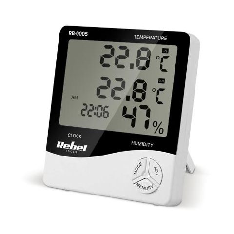 Statie meteo Rebel, masurare temperatura/umiditate, functie alarma, calendar, ceas