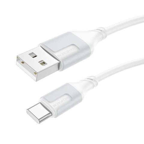 Cablu alimentare si date Borofone BX101, Fast Charging, USB la USB Type-C 3A, 1m, Alb