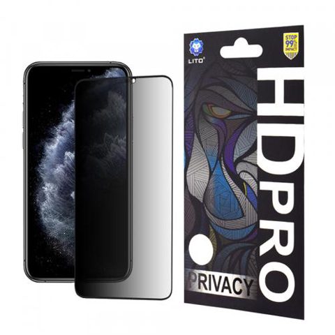 Folie de protectie Ecran Privacy Lito HD Pro pentru Apple iPhone 11 Pro Max / XS Max, Sticla Securizata, Full Glue