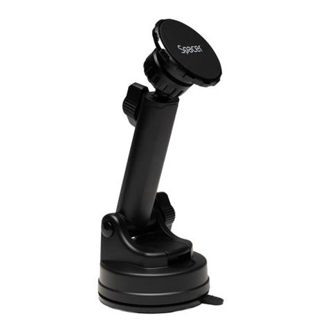 Suport auto magnetic Spacer SPCH-MAG-VNTZ-02, 2in1, fixare prin Ventuza sau in Grila de ventilatie, Magnetic, 4 SuperMagneti N50, Brat Telescopic,rotire 360 grade (Negru)